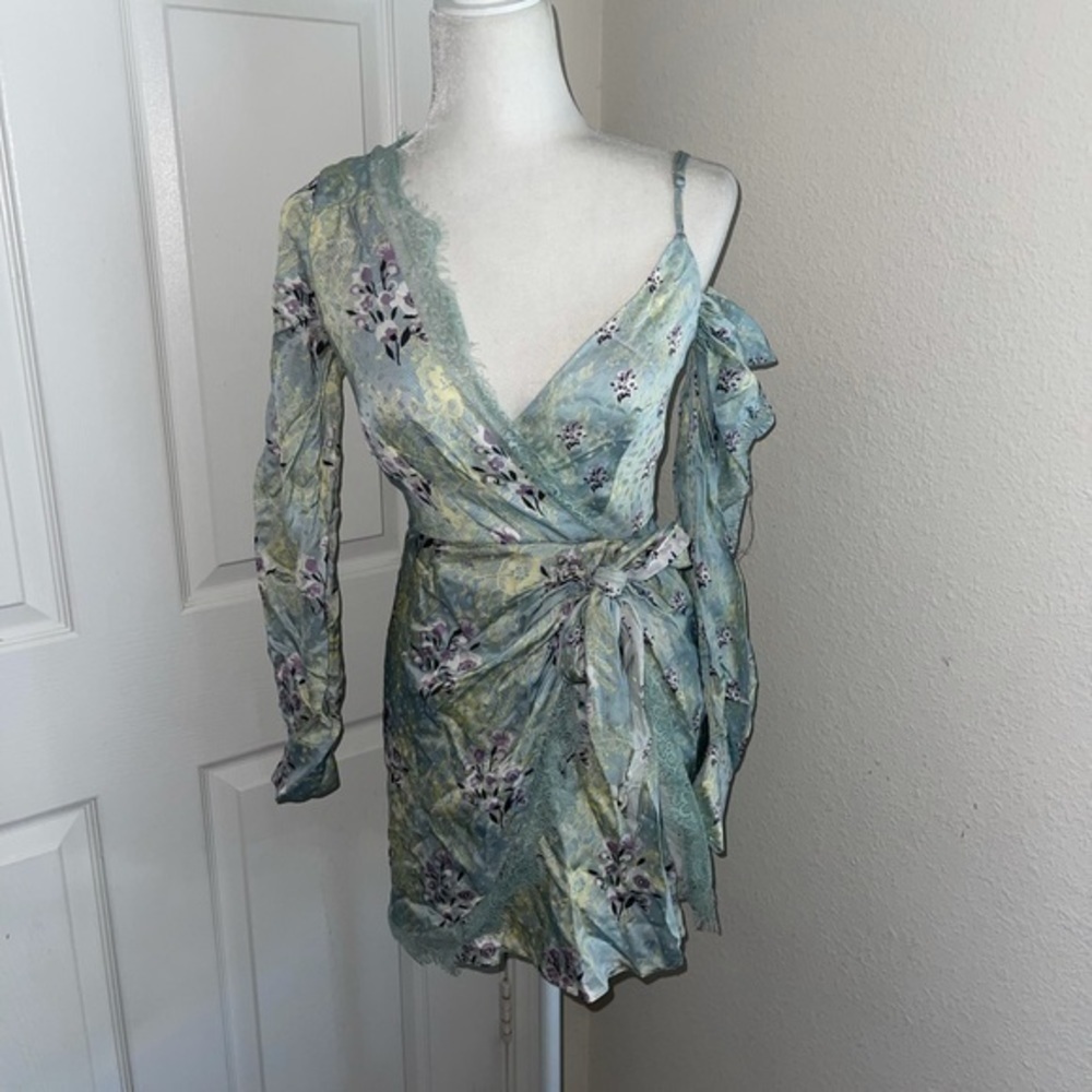 Self portrait floral asymmetric crepe dress - Picture 3 of 10